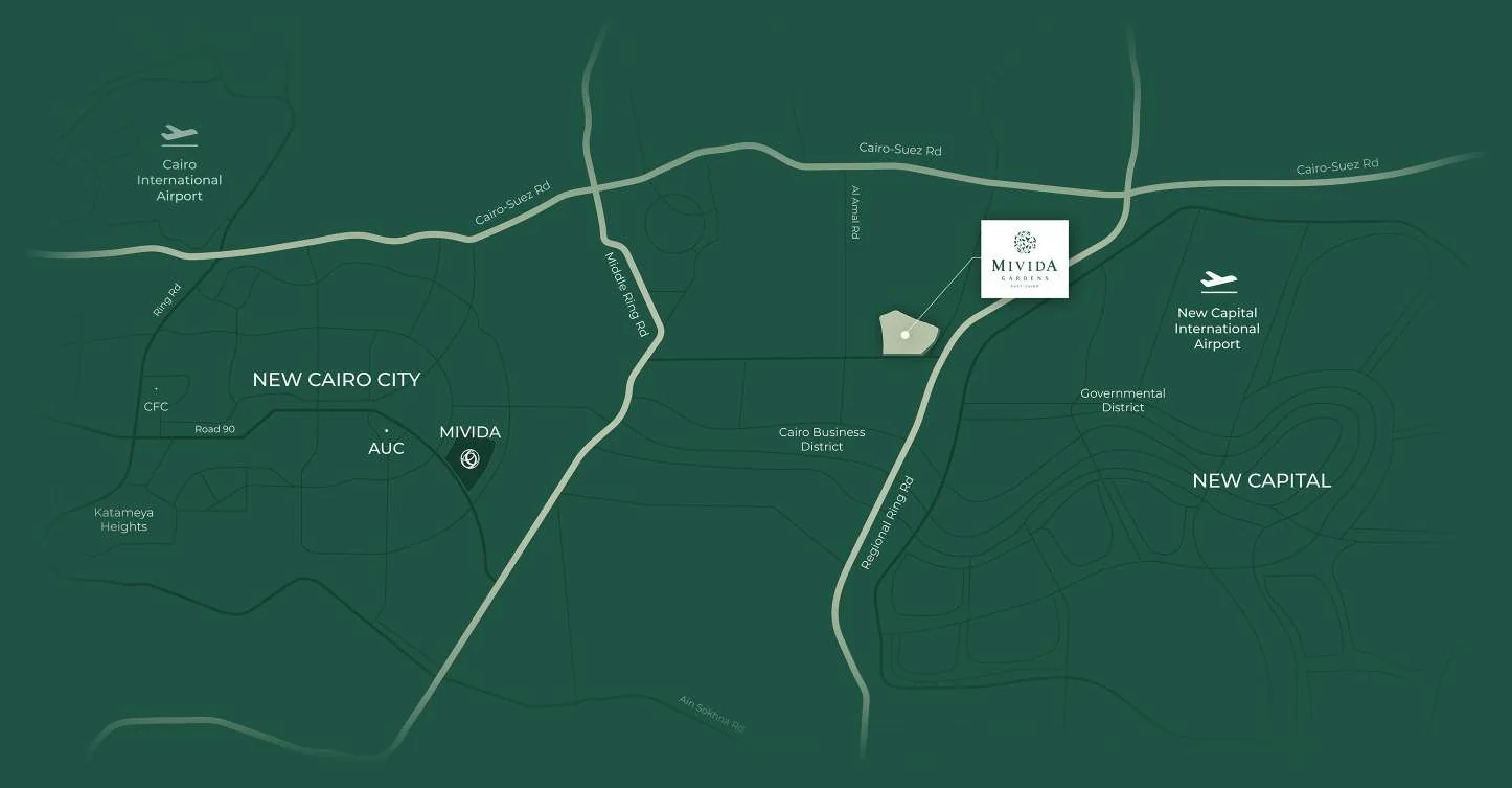 Mivida Gardens Mostakbal City Location